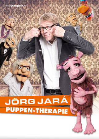 Plakat zu Jörg Jarás Bauchrednershow "Puppen-Therapie"